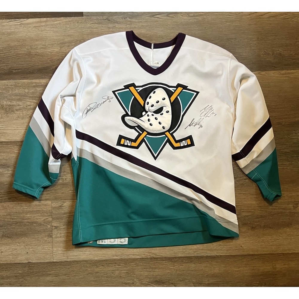 Teemu Selanne Cullen Rucchin Signed Mighty Ducks CCM Authentic Jersey JSA